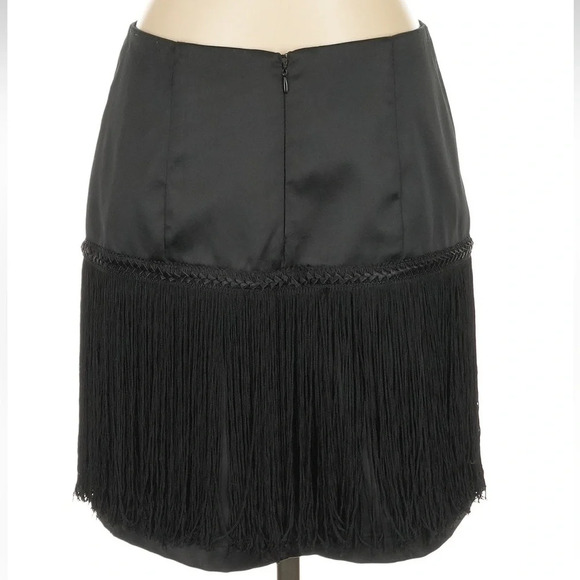 Vintage Y2K Cache Size 4 Black Fringe Mini Skirt Western Boho Cowgirl Party 20’s - Picture 3 of 5
